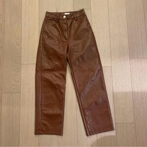 Wilfred Chestnut Leather Trousers